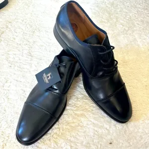Black Leather Men's Dress Oxford Lace up Shoe 100% Leather, European 44/ 11