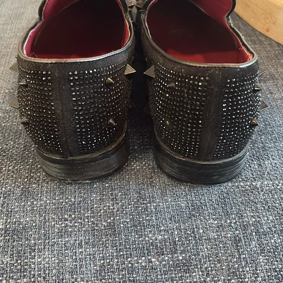 Black Studded Slip-On Shoes
