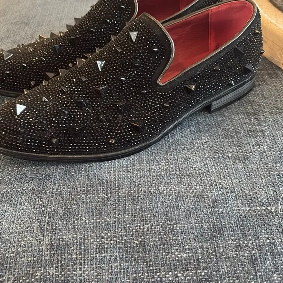 Black Studded Slip-On Shoes
