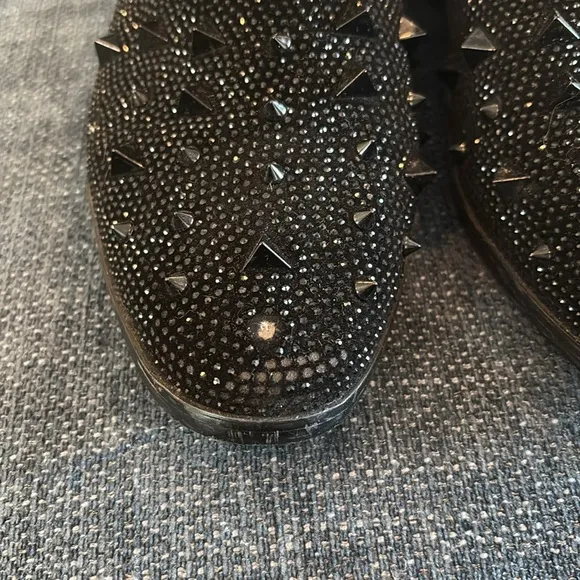 Black Studded Slip-On Shoes