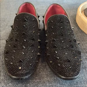Black Studded Slip-On Shoes
