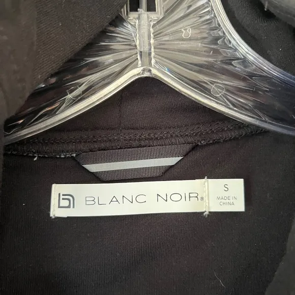 Blanc Noir Asym Hooded Moto Black Jacket Zip Pockets PU Leather Size S