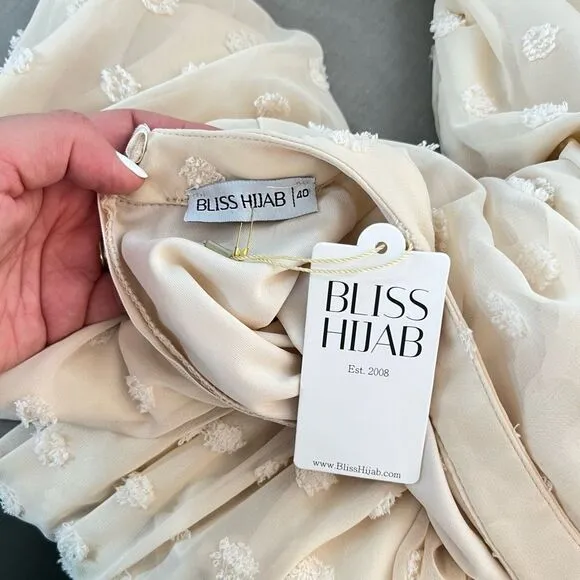 Bliss Hijab NWT ivory EVA MAXI DRESS - EMBOSSED DOTS size 40 or large