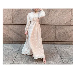 Bliss Hijab NWT ivory EVA MAXI DRESS - EMBOSSED DOTS size 40 or large