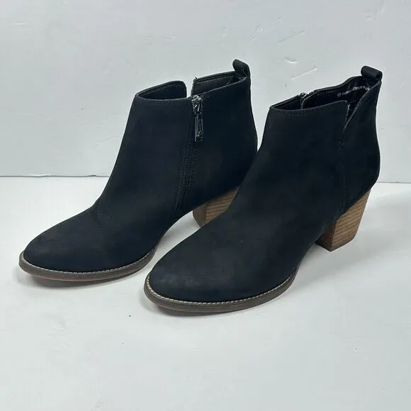 Blondo Norma Nubuck Waterproof Black Suede Ankle Boots 9M NEW Side Zip