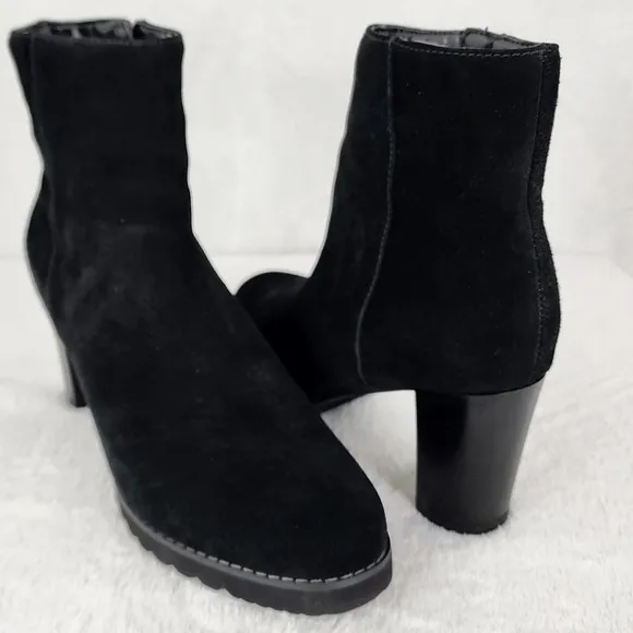 Blondo Rana Black Suede Waterproof Heeled Boots with side zip. Sturdy tread NWOT