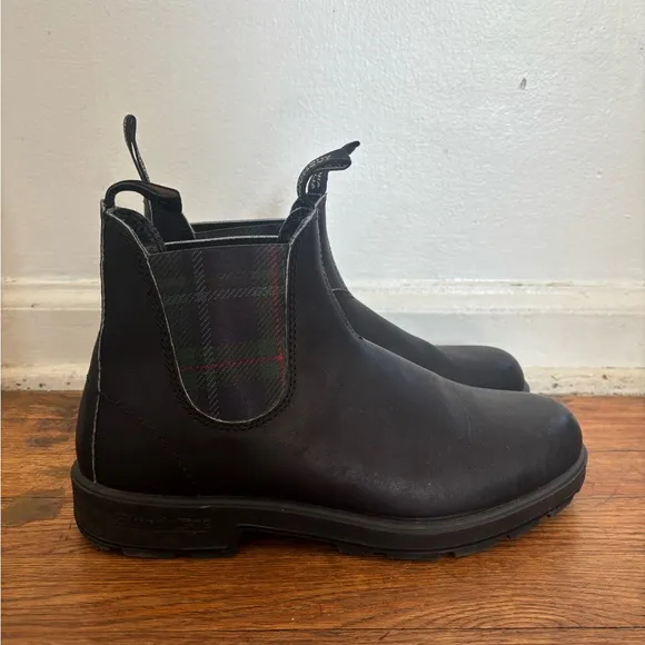 Blundstone 1614 Black Tartan Green Chelsea Leather Boots