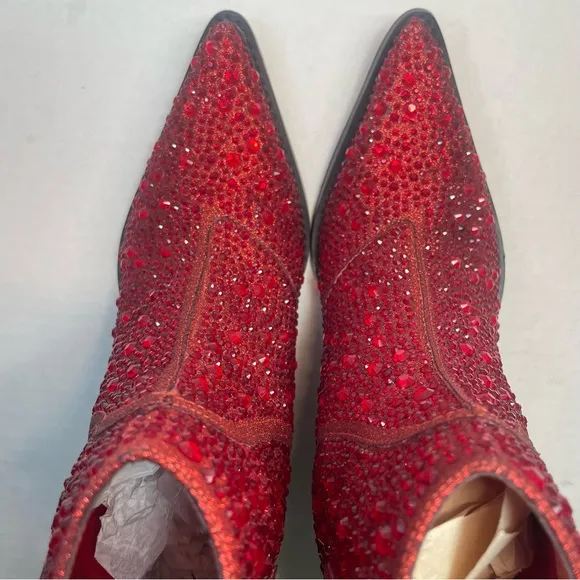 BNIB FIRST QUALITY Jessica Simpson Red Tamira 2 Rhinestone Ankle Boots 6M