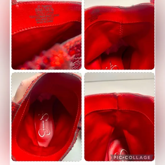 BNIB FIRST QUALITY Jessica Simpson Red Tamira 2 Rhinestone Ankle Boots 6M