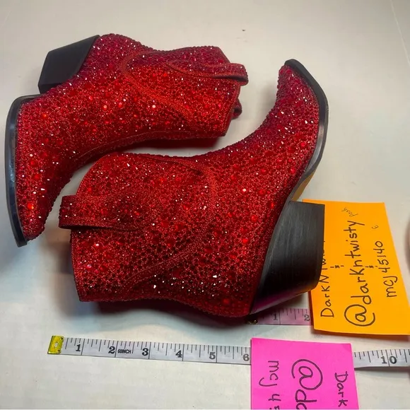 BNIB FIRST QUALITY Jessica Simpson Red Tamira 2 Rhinestone Ankle Boots 6M