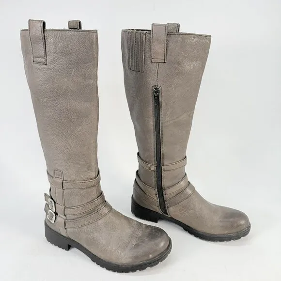 BOC Born Concept Brown Leather Boots Tall Side Zip Riding Boots, Lined Size 7