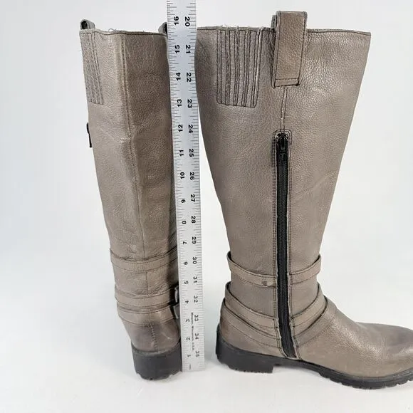 BOC Born Concept Brown Leather Boots Tall Side Zip Riding Boots, Lined Size 7