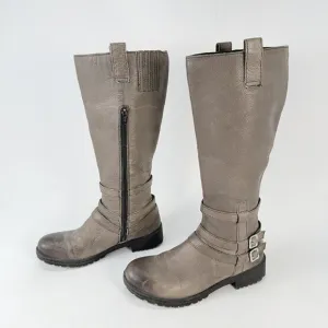 BOC Born Concept Brown Leather Boots Tall Side Zip Riding Boots, Lined Size 7