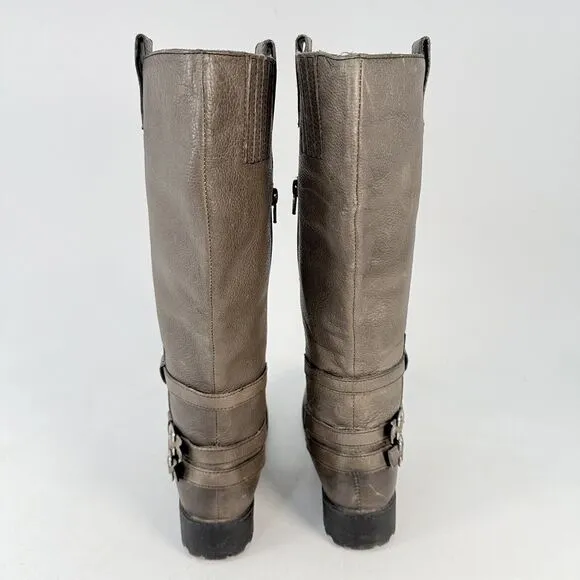 BOC Born Concept Brown Leather Boots Tall Side Zip Riding Boots, Lined Size 7