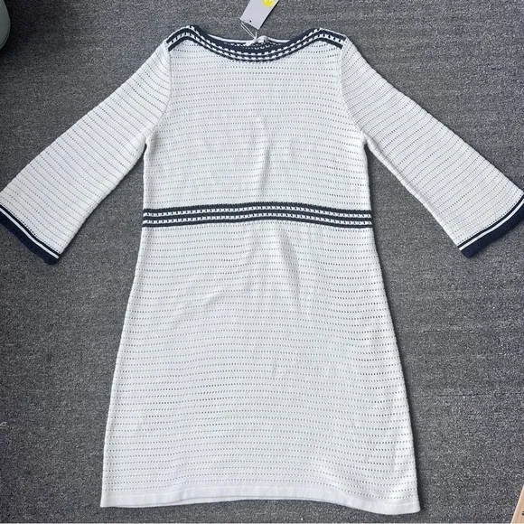 Boden Black Ivory white boatneck shift dress size 14