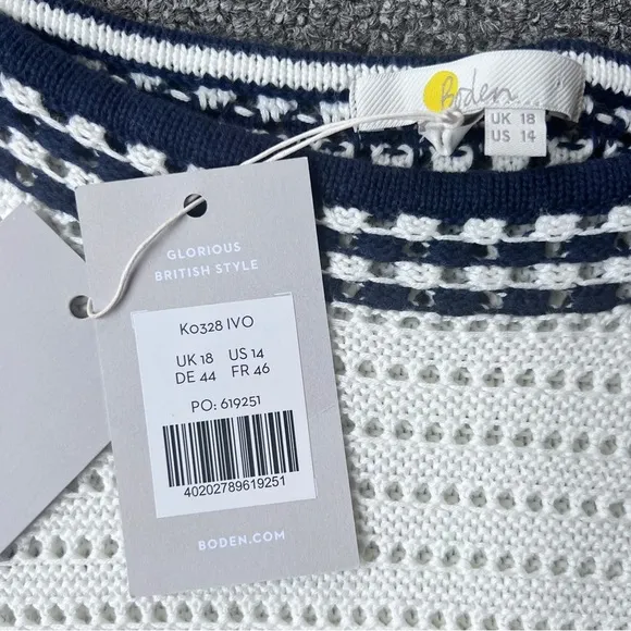 Boden Black Ivory white boatneck shift dress size 14