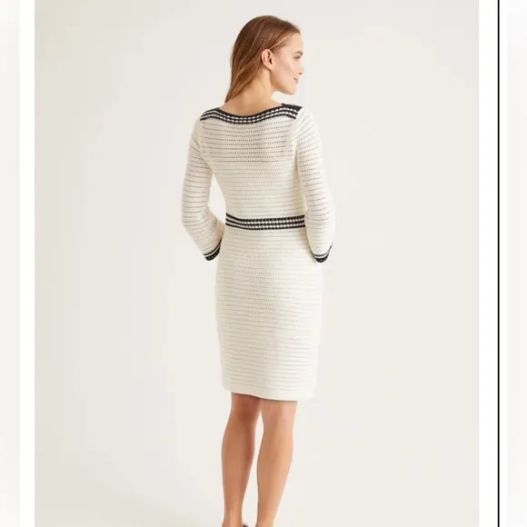 Boden Black Ivory white boatneck shift dress size 14