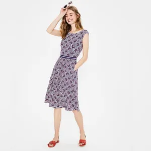 Boden Floral Jersey Print Bernice CapSleeve Fit &amp; Flare Dress US 4R