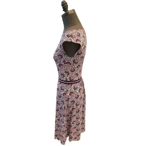 Boden Floral Jersey Print Bernice CapSleeve Fit &amp; Flare Dress US 4R