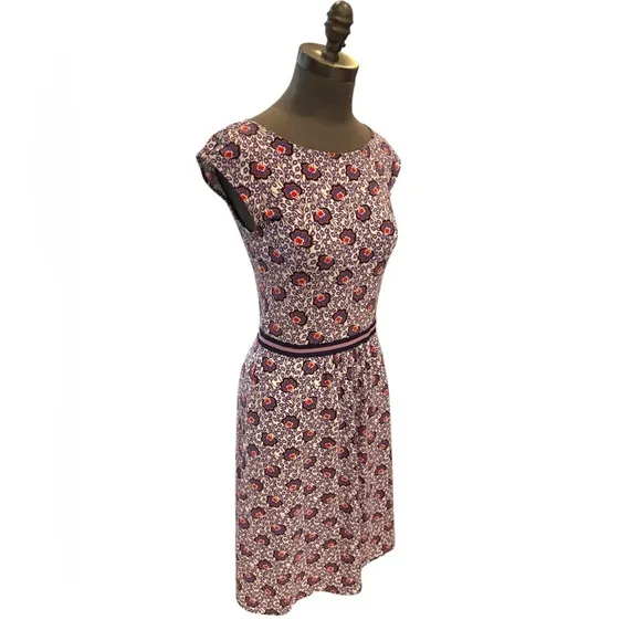 Boden Floral Jersey Print Bernice CapSleeve Fit &amp; Flare Dress US 4R