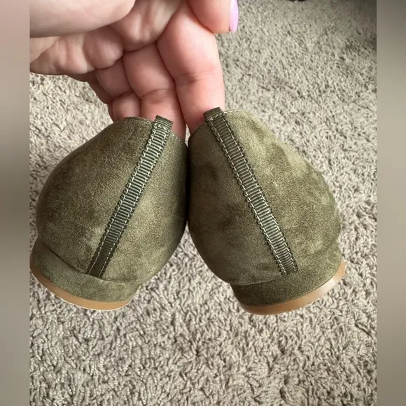 Boden Olive Green Suede Pointed Ballet Flats