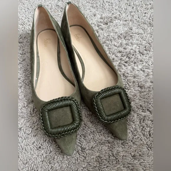 Boden Olive Green Suede Pointed Ballet Flats