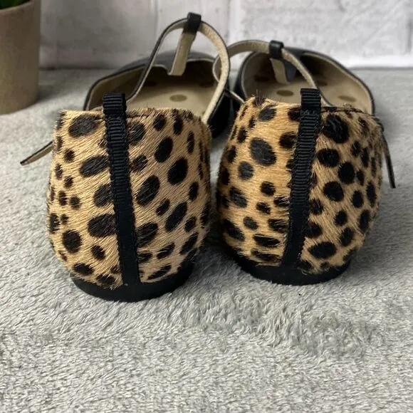 Boden Sienna T Bar Flats Black Cow hair Size 37