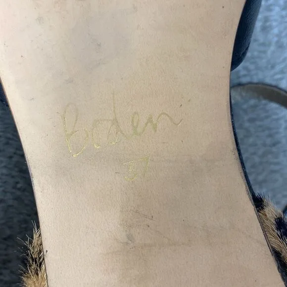 Boden Sienna T Bar Flats Black Cow hair Size 37