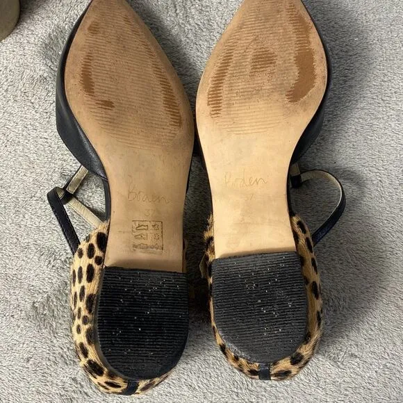 Boden Sienna T Bar Flats Black Cow hair Size 37