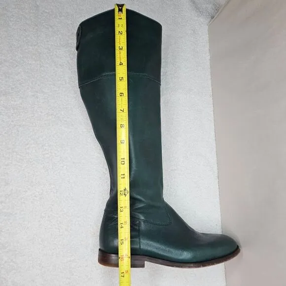 Boden Turquoise Tall Rounded Toe Leather English Riding Style Side Zip Boots
