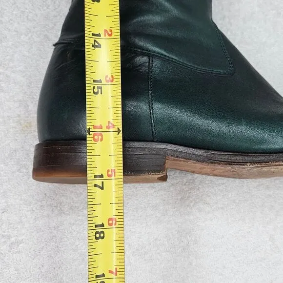 Boden Turquoise Tall Rounded Toe Leather English Riding Style Side Zip Boots