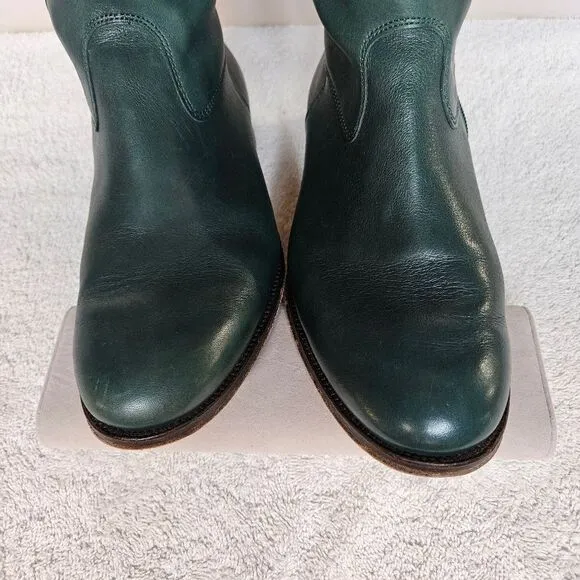 Boden Turquoise Tall Rounded Toe Leather English Riding Style Side Zip Boots