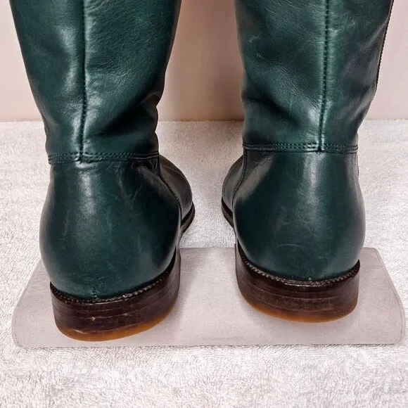 Boden Turquoise Tall Rounded Toe Leather English Riding Style Side Zip Boots