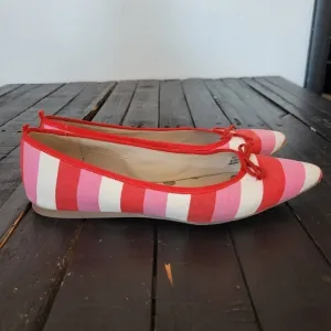 Boden Women's Flats Pointed Toe White Red Pink Stripes 41 U.S. 9.5 Shoes Girly