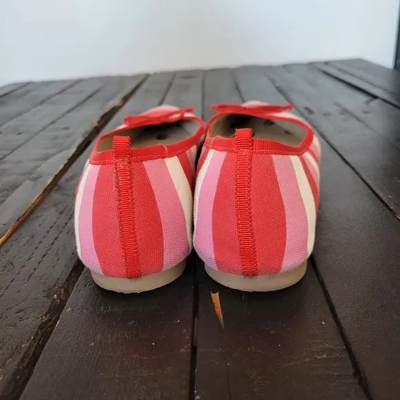 Boden Women's Flats Pointed Toe White Red Pink Stripes 41 U.S. 9.5 Shoes Girly