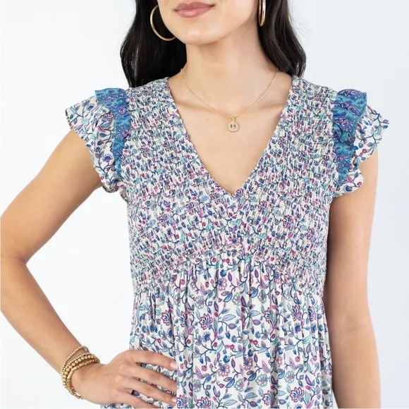 Boho Block Print Midi Dress