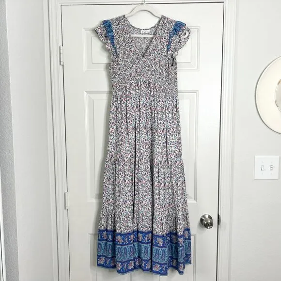 Boho Block Print Midi Dress
