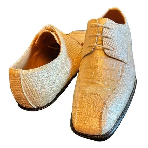 Bolano‎ Men's Formal Tuxedo Off White Pearl Shoes 8.5