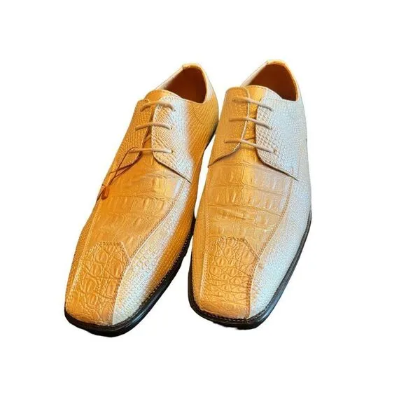 Bolano‎ Men's Formal Tuxedo Off White Pearl Shoes 8.5