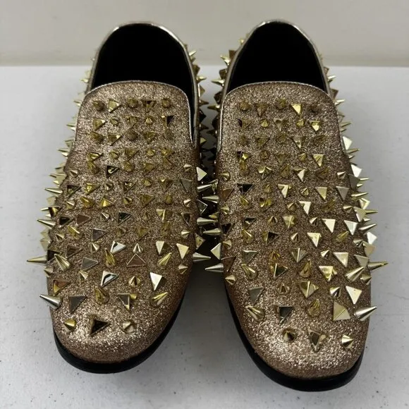 Bolano Mesa Spiked Slip On Dress Shoes Mens Size 12 Gold Party Prom Rave
