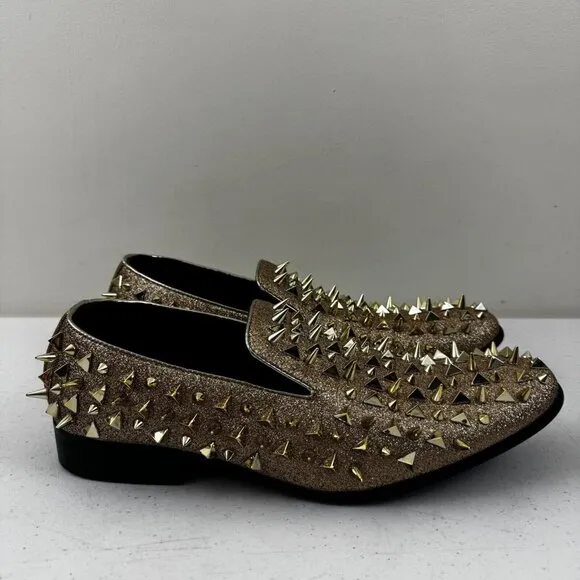 Bolano Mesa Spiked Slip On Dress Shoes Mens Size 12 Gold Party Prom Rave