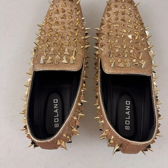 Bolano Mesa Spiked Slip On Dress Shoes Mens Size 12 Gold Party Prom Rave