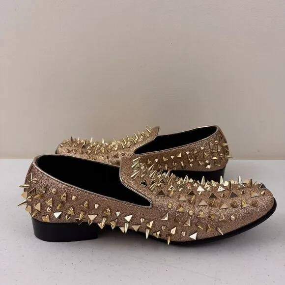 Bolano Mesa Spiked Slip On Dress Shoes Mens Size 12 Gold Party Prom Rave