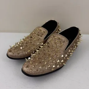 Bolano Mesa Spiked Slip On Dress Shoes Mens Size 12 Gold Party Prom Rave