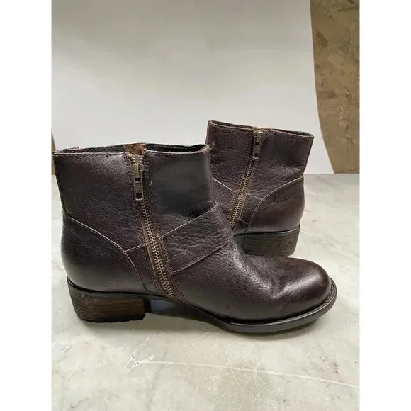 Born Ankle Boot Women’s 7.5 Liona Mahogany Leather Side Zip