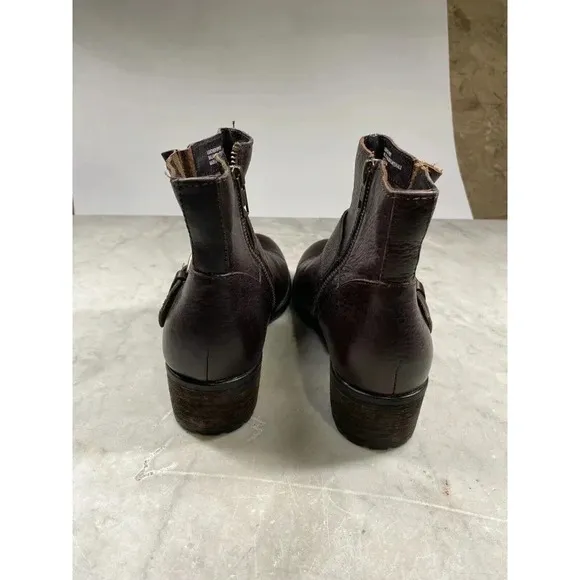Born Ankle Boot Women’s 7.5 Liona Mahogany Leather Side Zip