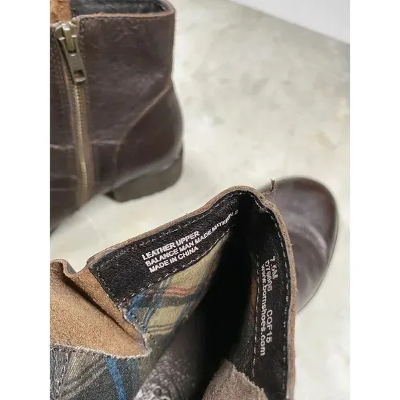 Born Ankle Boot Women’s 7.5 Liona Mahogany Leather Side Zip