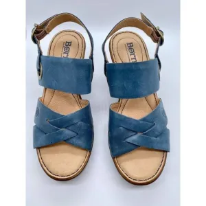Born Blue Suede Criss Cross Wedges With Supportive Gel