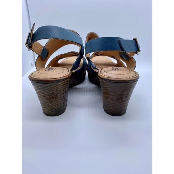 Born Blue Suede Criss Cross Wedges With Supportive Gel