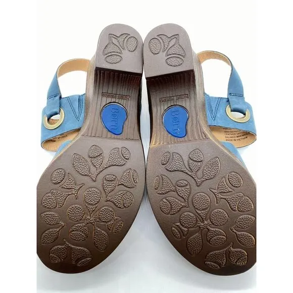 Born Blue Suede Criss Cross Wedges With Supportive Gel